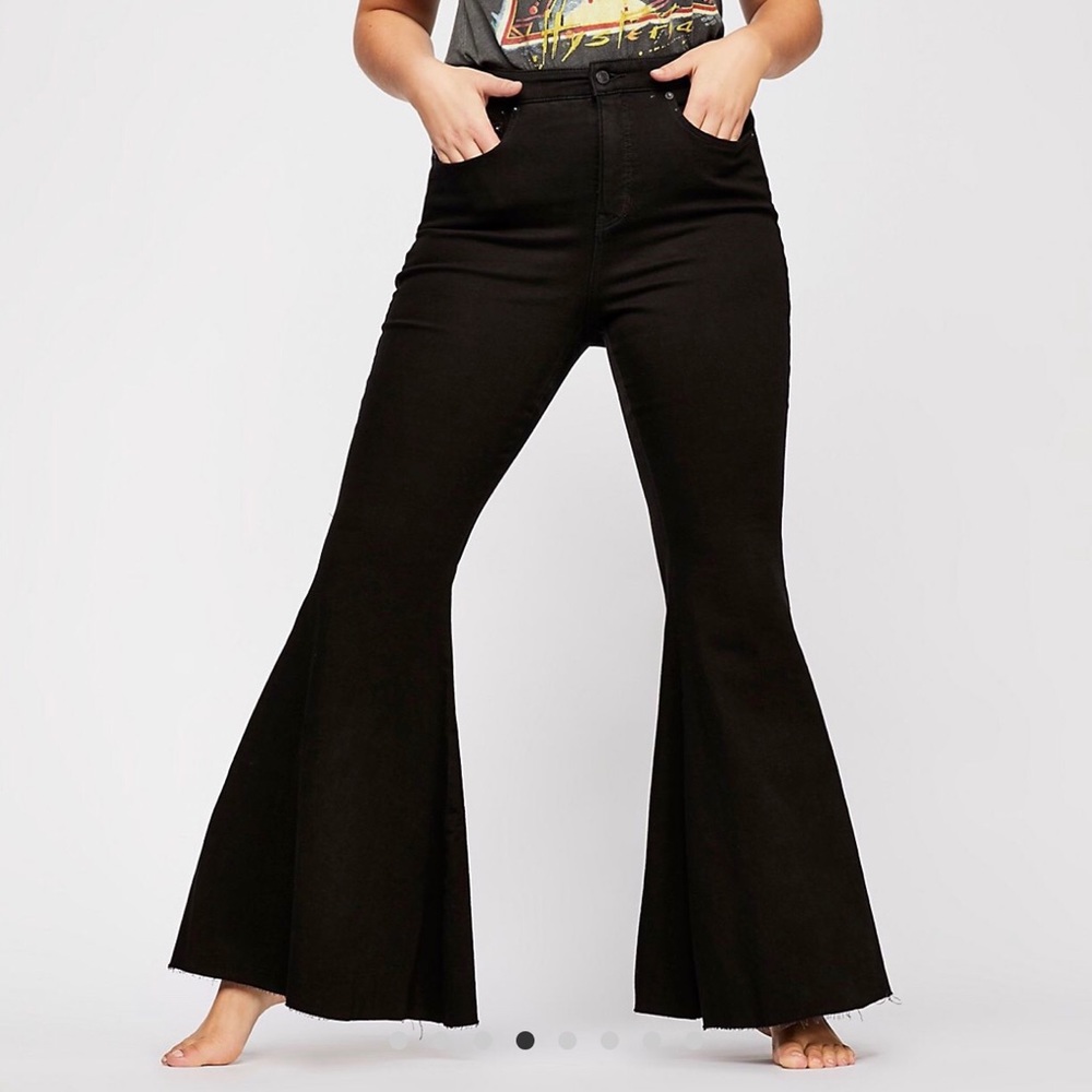 Free People CRVY Super High Rise Lace-up Flares